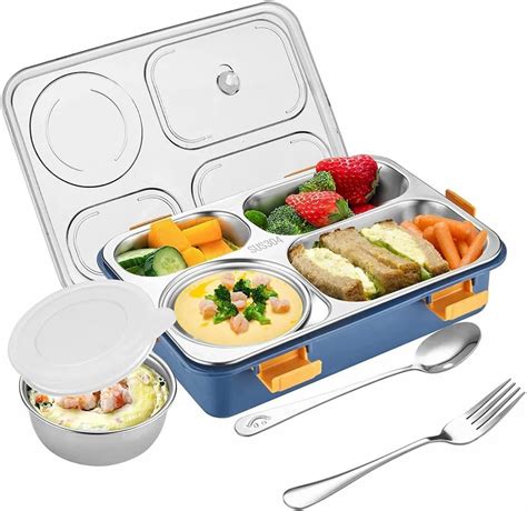 Lunch Box Stainless Steel Leak Proof Compartment Food 